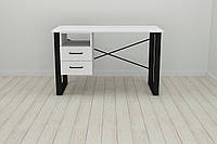 Письменный стол с ящиками Ferrum-decor Оскар 750x1400x700 металл Черный ДСП Белое 16 мм (OSK0064) Mix