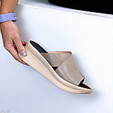 Бежеві шкіряні універсальні жіночі шльопанці натуральна шкіра взуття жіноче, фото 2