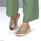 Бежеві шкіряні універсальні жіночі шльопанці натуральна шкіра взуття жіноче, фото 5