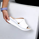 Білі шкіряні універсальні жіночі шльопанці натуральна шкіра взуття жіноче, фото 3