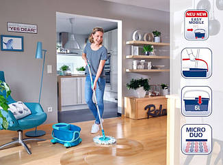 Комплект для прибирання підлоги (відро з віджимом + швабра) LEIFHEIT CLEAN TWIST DISC MOP ERGO MOBILE