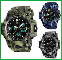 Мужские спортивные наручные часы SKMEI 1155 электронные с подсветкой армейские камуфляжные с будильником SM