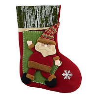Носок новогодний для подарков Санта со снежинкой 47*30см - htpk