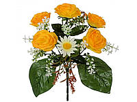 Букет штучних квітів Троянди з ромашкою h-28см 7 бут. (2шт) 385 ТМ КИТАЙ
