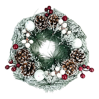 Венок рождественский Сосна в снегу 30см - htpk
