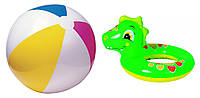 Набор Jilong 1226 Мяч надувной 60 см 67101 + Круг надувной Зеленый Динозаврик 47212 UP, код: 7468236