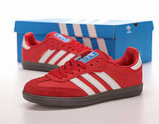 Женские Кросівки Adidas Samba Red White / Адидас Самба Червоні з Білим, фото 4