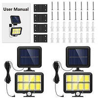 Солнечные фонари Наружный датчик движения. Яркий светодиод COB, с кабелем длиной 5м. 3 режима освещения.(2шт)
