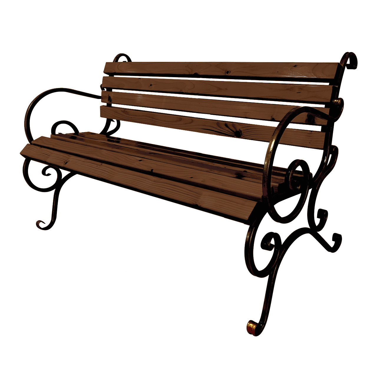 Лавка садова кована Tobi Sho з підлокітниками 130 см колір горіх, фото 1