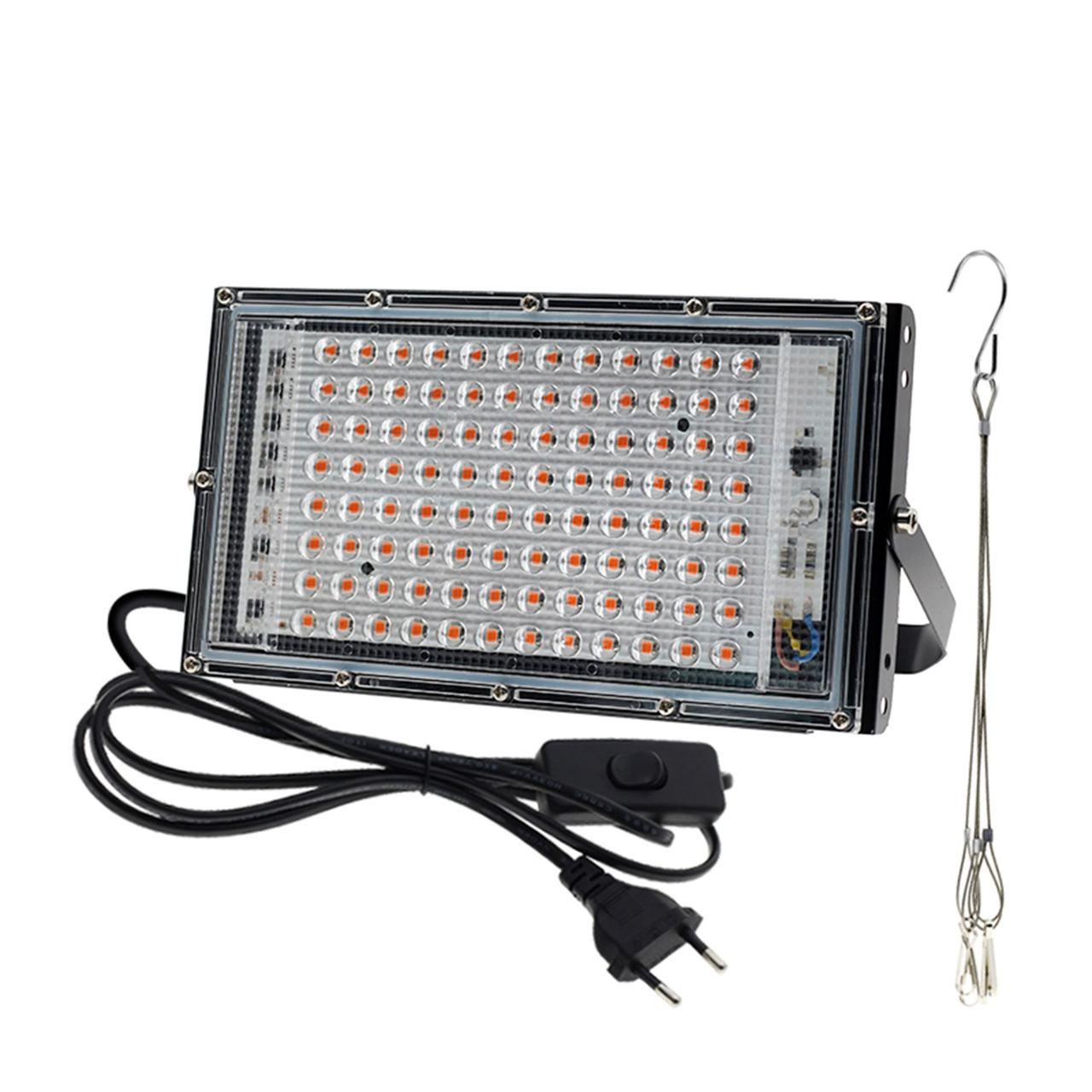 Світлодіодна лампа ЛЕД, LED 100Вт 220В IP65 - повний спектр, фітолампа, прожектор з вилкою і кріпленнями