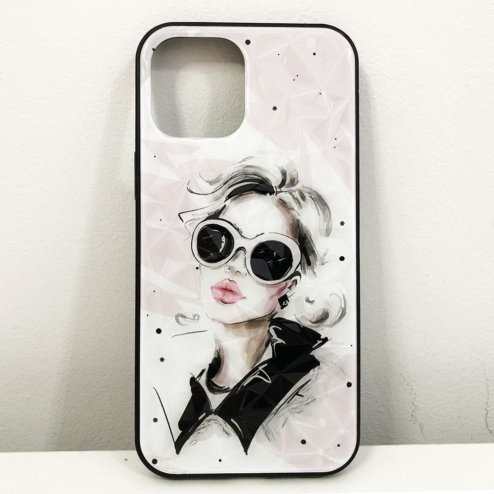 Чохол для Apple Iphone 12 Pro Max дівчина в окулярах. Колір: рожевий, фото 1