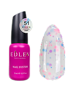 База Edlen Cover base 9мл 51 белая с неоновыми голубыми и розовыми блестками