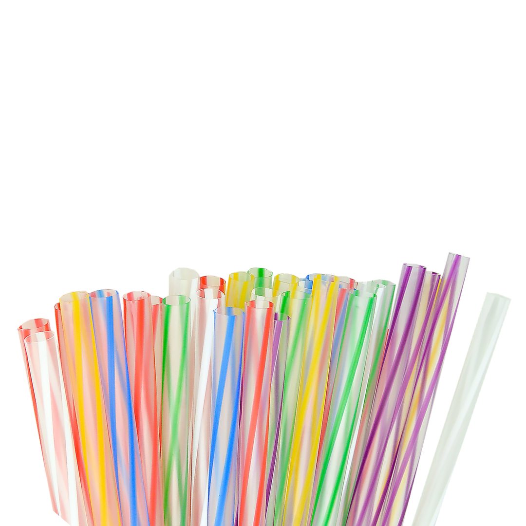 Трубочки для напоїв, коктейлі, смузі 8 мм. 25 см. мікс кольорів (1 уп/500 шт) 3D Мікс
