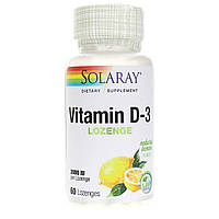 Витамин D3, 2000 МЕ, Со Вкусом Лимона, Solaray, 60 Леденцов Mix