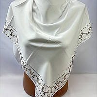 Белый платок в церковь на крестины. Натуральный шелковый платок на венчанье в храм Молочный