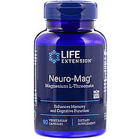 Магний L-треонат, Magnesium L-Threonate, Neuro-Mag, Life Extension, 90 капсул в растительной оболочке Mix