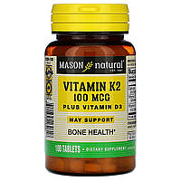 Vitamin K2 Plus Vitamin D3 Mason Natural 100 таблеток Mix