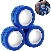 Магнитные вращающиеся кольца спиннер Stress Relief Magnetic Rings Синие - htpk
