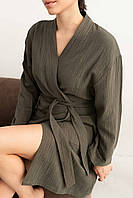 Женский муслиновый халат цвета хаки COSY Duna 52 размера из текстурированного муслина