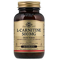 L- Карнитин, L-Carnitine, Solgar, 500 мг, 60 таблеток Mix