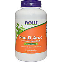 По Д'арко, (Кора Муравьиного Дерева), Pau d'Arco, Now Foods, 250 гелевых капсул Mix