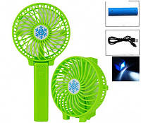 Вентилятор аккумуляторный мини с ручкой USB диаметр 10см Handy Mini Fan зеленый Mix