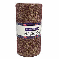 Трикотажний плоский шнур Ribbon Glitter з люрексом Maccaroni,бордовый