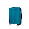 Поліпропіленова валіза середня на 4 подвійних колесах блакитна, фото 4