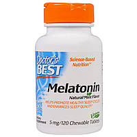 Мелатонин 5 мг Doctor's Best мятный вкус 120 жевательных таблеток (DRB00407) Mix