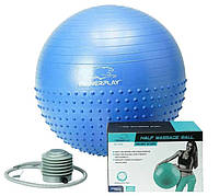 Мяч для фитнеса фитбол полумассажный + насос PowerPlay Gymball 4003 Ø65 cm Синий UP, код: 7937695