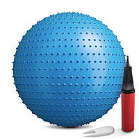 Фитбол массажный Hop-Sport 65 см голубой + насос UP, код: 8188851