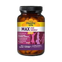 Мультивитамины и Минералы для Женщин без Железа, Max for Women, Country Life, 120 желатиновых капсул Mix