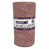 Трикотажний плоский шнур Ribbon Glitter з люрексом Maccaroni,розовый