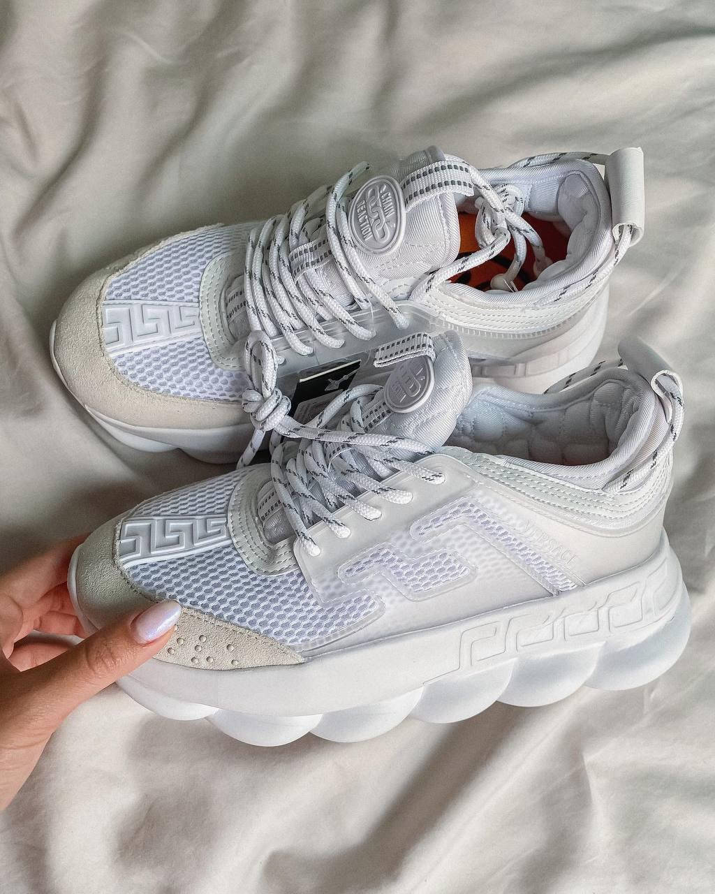 

Кроссовки Versace Chain Reaction белые 40, Серый