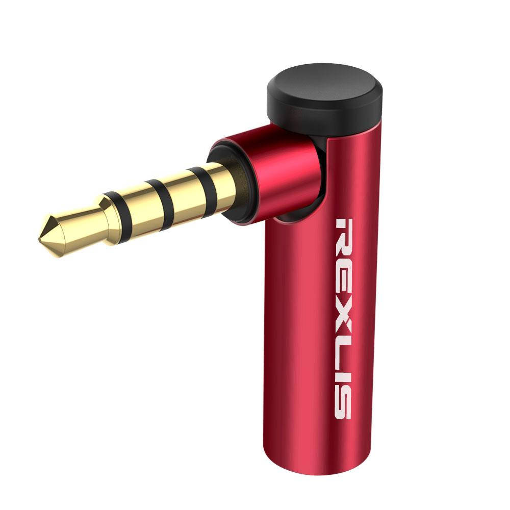 

Переходник адаптер Rexlis CTIA - OMTP 3.5 мм угловой, 4 пин Red
