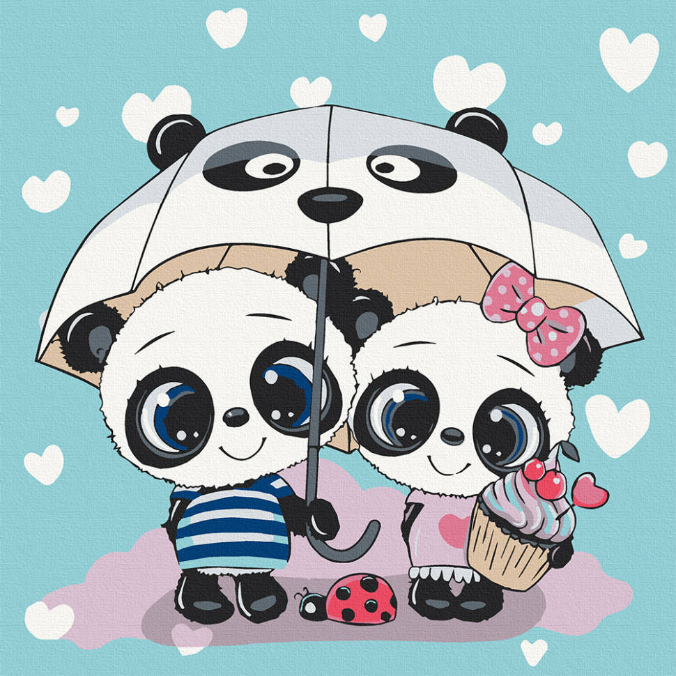 

Картина по номерам Art Craft "Пандочки под зонтиком" 30х30см 15519-AC