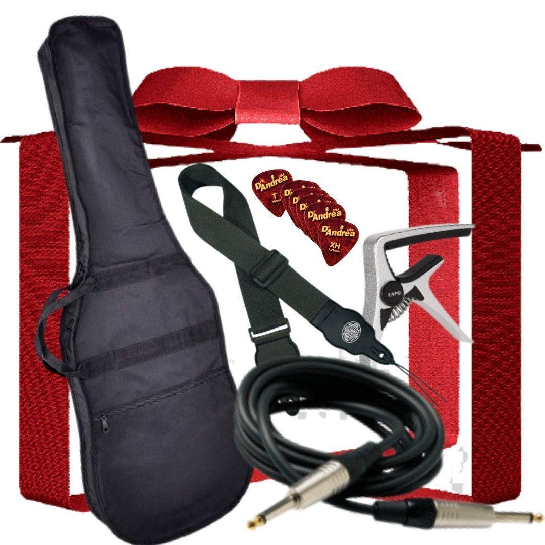 

Набор гитариста для электрогитары (чехол+каподастр+ремень+кабель)