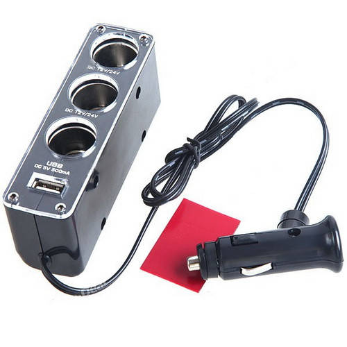 

Разветвитель автоприкуривателя 1х3 +USB