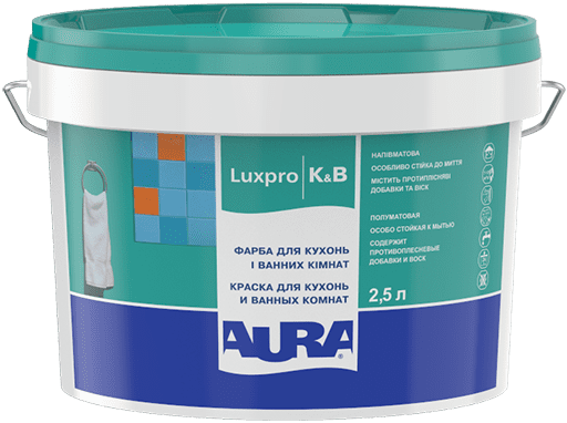 

МОЮЩАЯСЯ КРАСКА ДЛЯ КУХОНЬ И ВАННЫХ КОМНАТ AURA LUXPRO K&B 2.5 литра, Белый