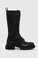 Urbanshop com ua Шкіряні чоботи Tommy Hilfiger COOL MONOCHROMATIC BIKERBOOT жіночі колір чорний на плоскому