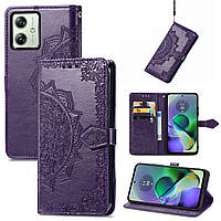 Чохол Vintage для Motorola Moto G54 / G54 Power книжка шкіра PU з візитницею фіолетовий
