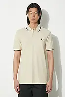 Urbanshop Бавовняне поло Fred Perry Twin Tipped Shirt колір бежевий однотонне M3600.U87 РОЗМІРИ ЗАПИТУЙТЕ