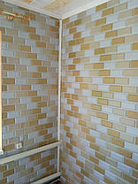 Декоративна ПВХ панель 3Д стінова 960х480х4мм біло-бежева клінкерна цегла, фото 2