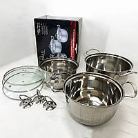 Набор практичных кастрюль UNIQUE UN-5074 | Набор посуды кастрюли | Набор посуды для FD-904 индукционных плит