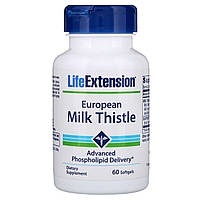 Силимарин (Расторопша) European Milk Thistle Life Extension 60 желатиновых капсул Mix