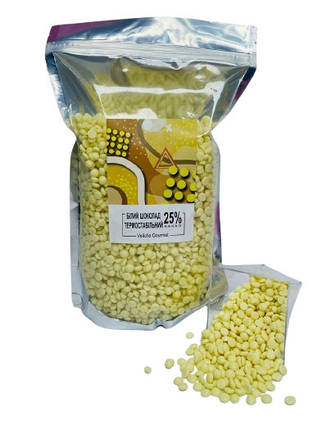Бельгійський шоколад у дропсах Veliche Gourmet Білий 25% 0,5 кг Термостабільні, фото 1