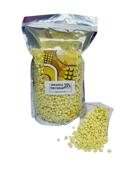 Бельгійський шоколад у дропсах Veliche Gourmet Білий 25% 100 грам Термостабільні