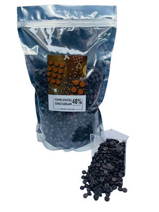 Бельгійський шоколад у дропсах Veliche Gourmet Чорний 48% 0,5 кг Термостабільні, фото 1