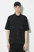 Urbanshop com ua Бавовняна сорочка C.P. Company Cotton Rip-Stop чоловіча колір чорний regular класичний комір