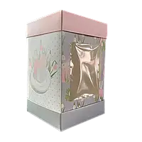 Коробка для паски 150х150х245 мм. Белая с принтом (3 части). Коробка для Пасхального кулича. 10 шт. / упаковка